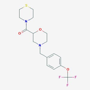 molecular formula C17H21F3N2O3S B3014798 Thiomorpholin-4-yl-[4-[[4-(trifluoromethoxy)phenyl]methyl]morpholin-2-yl]methanone CAS No. 2415463-49-7