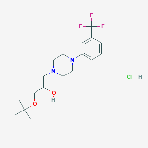 molecular formula C19H30ClF3N2O2 B3014801 1-(叔戊氧基)-3-(4-(3-(三氟甲基)苯基)哌嗪-1-基)丙烷-2-醇盐酸盐 CAS No. 1185554-92-0