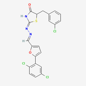 molecular formula C21H14Cl3N3O2S B3014804 (Z)-5-(3-chlorobenzyl)-2-((E)-((5-(2,5-dichlorophenyl)furan-2-yl)methylene)hydrazono)thiazolidin-4-one CAS No. 300558-18-3
