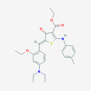 molecular formula C27H32N2O4S B301481 ethyl (5Z)-5-[[4-(diethylamino)-2-ethoxyphenyl]methylidene]-2-(4-methylanilino)-4-oxothiophene-3-carboxylate 