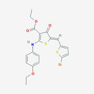 molecular formula C20H18BrNO4S2 B301483 ethyl (5Z)-5-[(5-bromothiophen-2-yl)methylidene]-2-(4-ethoxyanilino)-4-oxothiophene-3-carboxylate 