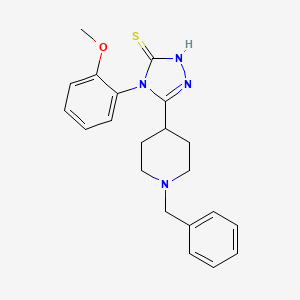 molecular formula C21H24N4OS B3014835 5-(1-benzyl-4-piperidinyl)-4-(2-methoxyphenyl)-4H-1,2,4-triazol-3-ylhydrosulfide CAS No. 866134-89-6