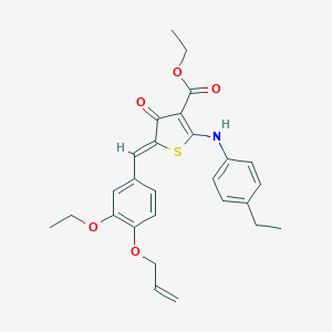 molecular formula C27H29NO5S B301484 ethyl (5Z)-5-[(3-ethoxy-4-prop-2-enoxyphenyl)methylidene]-2-(4-ethylanilino)-4-oxothiophene-3-carboxylate 