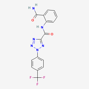 molecular formula C16H11F3N6O2 B3014842 N-(2-carbamoylphenyl)-2-(4-(trifluoromethyl)phenyl)-2H-tetrazole-5-carboxamide CAS No. 1396879-27-8