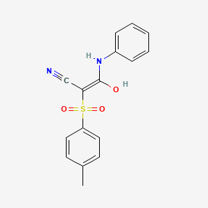 molecular formula C16H14N2O3S B3014848 (Z)-3-anilino-3-hydroxy-2-(4-methylphenyl)sulfonylprop-2-enenitrile CAS No. 1025568-98-2