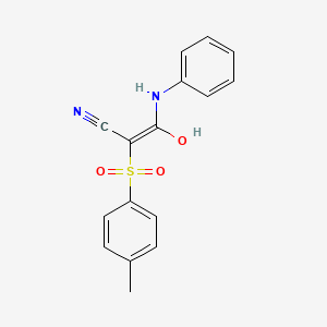 molecular formula C16H14N2O3S B3014848 (Z)-3-苯胺基-3-羟基-2-(4-甲苯基)磺酰基丙-2-烯腈 CAS No. 1025568-98-2