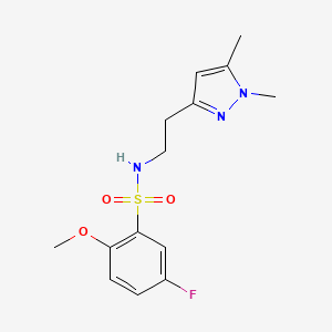 molecular formula C14H18FN3O3S B3014856 N-(2-(1,5-dimethyl-1H-pyrazol-3-yl)ethyl)-5-fluoro-2-methoxybenzenesulfonamide CAS No. 2034262-43-4