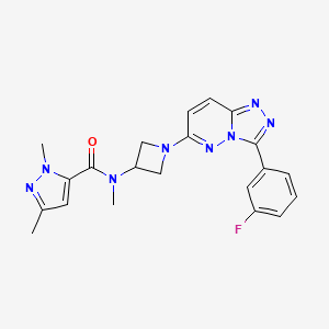 molecular formula C21H21FN8O B3014859 N-[1-[3-(3-Fluorophenyl)-[1,2,4]triazolo[4,3-b]pyridazin-6-yl]azetidin-3-yl]-N,2,5-trimethylpyrazole-3-carboxamide CAS No. 2379988-55-1