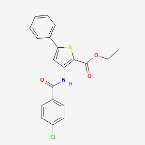 molecular formula C20H16ClNO3S B3014867 3-(4-氯苯甲酰胺基)-5-苯基噻吩-2-羧酸乙酯 CAS No. 391867-53-1