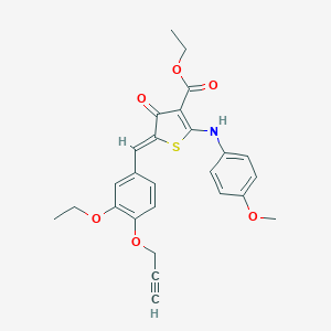 ethyl (5Z)-5-[(3-ethoxy-4-prop-2-ynoxyphenyl)methylidene]-2-(4-methoxyanilino)-4-oxothiophene-3-carboxylate