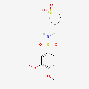 molecular formula C13H19NO6S2 B3014874 N-[(1,1-dioxo-1lambda6-thiolan-3-yl)methyl]-3,4-dimethoxybenzene-1-sulfonamide CAS No. 1235305-20-0