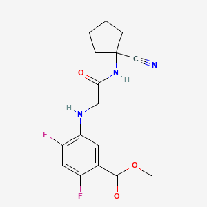molecular formula C16H17F2N3O3 B3014878 Methyl 5-({[(1-cyanocyclopentyl)carbamoyl]methyl}amino)-2,4-difluorobenzoate CAS No. 1181530-36-8