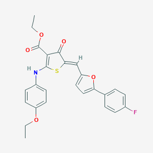 molecular formula C26H22FNO5S B301488 ethyl (5Z)-2-(4-ethoxyanilino)-5-[[5-(4-fluorophenyl)furan-2-yl]methylidene]-4-oxothiophene-3-carboxylate 