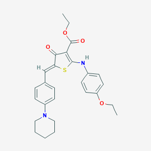 ethyl (5Z)-2-(4-ethoxyanilino)-4-oxo-5-[(4-piperidin-1-ylphenyl)methylidene]thiophene-3-carboxylate
