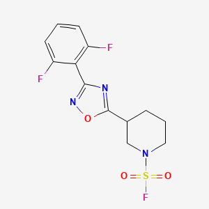molecular formula C13H12F3N3O3S B3014890 3-[3-(2,6-Difluorophenyl)-1,2,4-oxadiazol-5-yl]piperidine-1-sulfonyl fluoride CAS No. 2411310-43-3