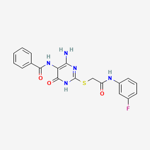 N-(4-amino-2-((2-((3-fluorophenyl)amino)-2-oxoethyl)thio)-6-oxo-1,6-dihydropyrimidin-5-yl)benzamide