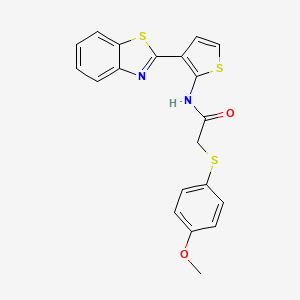 molecular formula C20H16N2O2S3 B3014899 N-(3-(苯并[d]噻唑-2-基)噻吩-2-基)-2-((4-甲氧苯基)硫代)乙酰胺 CAS No. 923442-52-8