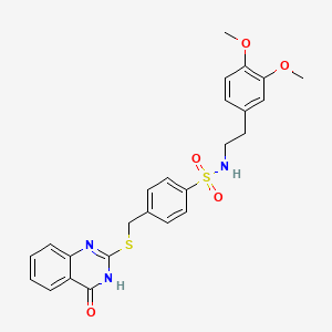 molecular formula C25H25N3O5S2 B3014903 2-((4-(((2-(3,4-Dimethoxyphenyl)ethyl)amino)sulfonyl)phenyl)methylthio)-3-hydroquinazolin-4-one CAS No. 1022512-55-5