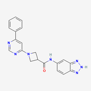 molecular formula C20H17N7O B3014908 N-(1H-苯并[d][1,2,3]三唑-5-基)-1-(6-苯基嘧啶-4-基)氮杂环丁-3-甲酰胺 CAS No. 2034258-44-9