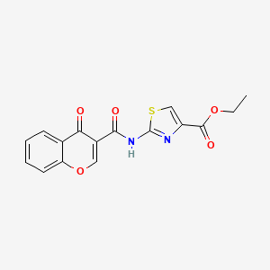 molecular formula C16H12N2O5S B3014916 2-(4-氧代-4H-色烯-3-甲酰氨基)噻唑-4-甲酸乙酯 CAS No. 477551-72-7