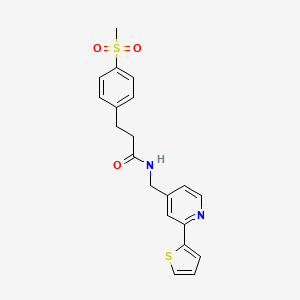 molecular formula C20H20N2O3S2 B3014938 3-(4-(甲基磺酰基)苯基)-N-((2-(噻吩-2-基)吡啶-4-基)甲基)丙酰胺 CAS No. 2034346-81-9