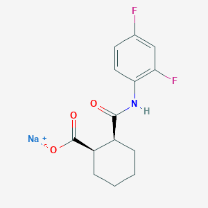 molecular formula C14H14F2NNaO3 B3014945 Sodium;(1R,2S)-2-[(2,4-difluorophenyl)carbamoyl]cyclohexane-1-carboxylate CAS No. 2550996-51-3