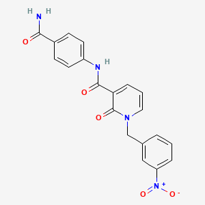 molecular formula C20H16N4O5 B3014956 N-(4-carbamoylphenyl)-1-(3-nitrobenzyl)-2-oxo-1,2-dihydropyridine-3-carboxamide CAS No. 941953-43-1
