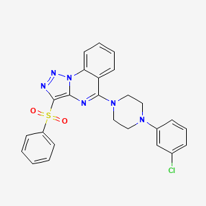 molecular formula C25H21ClN6O2S B3014965 5-[4-(3-Chlorophenyl)piperazin-1-yl]-3-(phenylsulfonyl)[1,2,3]triazolo[1,5-a]quinazoline CAS No. 893273-74-0