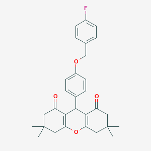 molecular formula C30H31FO4 B301497 9-{4-[(4-fluorobenzyl)oxy]phenyl}-3,3,6,6-tetramethyl-3,4,5,6,7,9-hexahydro-1H-xanthene-1,8(2H)-dione 