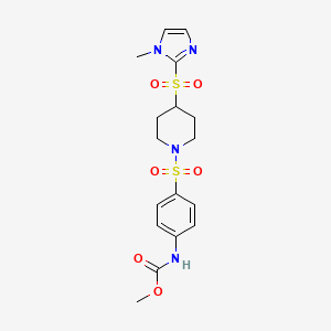 molecular formula C17H22N4O6S2 B3014971 methyl (4-((4-((1-methyl-1H-imidazol-2-yl)sulfonyl)piperidin-1-yl)sulfonyl)phenyl)carbamate CAS No. 2034429-06-4