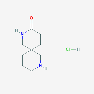 molecular formula C9H17ClN2O B3014975 2,8-二氮杂螺[5.5]十一烷-3-酮；盐酸盐 CAS No. 2375262-57-8