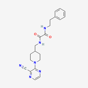 molecular formula C21H24N6O2 B3014977 N1-((1-(3-cyanopyrazin-2-yl)piperidin-4-yl)methyl)-N2-phenethyloxalamide CAS No. 1797576-79-4