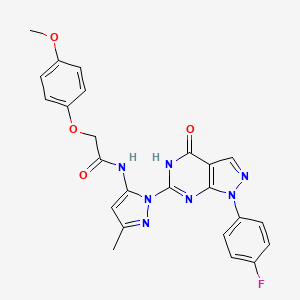N-(1-(1-(4-fluorophenyl)-4-oxo-4,5-dihydro-1H-pyrazolo[3,4-d]pyrimidin-6-yl)-3-methyl-1H-pyrazol-5-yl)-2-(4-methoxyphenoxy)acetamide