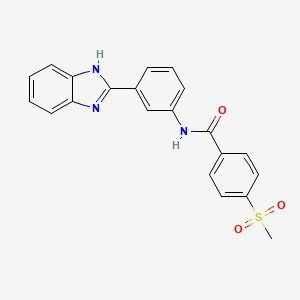 molecular formula C21H17N3O3S B3014980 N-[3-(1H-苯并咪唑-2-基)苯基]-4-甲基磺酰基苯甲酰胺 CAS No. 896344-75-5