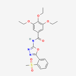 molecular formula C22H25N3O7S B3014987 3,4,5-triethoxy-N-(5-(2-(methylsulfonyl)phenyl)-1,3,4-oxadiazol-2-yl)benzamide CAS No. 886925-15-1