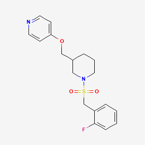 molecular formula C18H21FN2O3S B3014991 4-[[1-[(2-Fluorophenyl)methylsulfonyl]piperidin-3-yl]methoxy]pyridine CAS No. 2380039-84-7