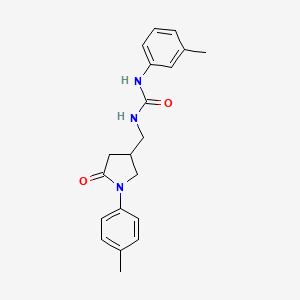 molecular formula C20H23N3O2 B3015000 1-((5-Oxo-1-(p-tolyl)pyrrolidin-3-yl)methyl)-3-(m-tolyl)urea CAS No. 954660-24-3