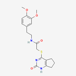 molecular formula C19H23N3O4S B3015002 N-(3,4-dimethoxyphenethyl)-2-((2-oxo-2,5,6,7-tetrahydro-1H-cyclopenta[d]pyrimidin-4-yl)thio)acetamide CAS No. 898450-10-7