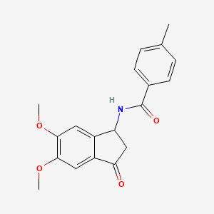 molecular formula C19H19NO4 B3015019 N-(5,6-dimethoxy-3-oxo-2,3-dihydro-1H-inden-1-yl)-4-methylbenzenecarboxamide CAS No. 691884-02-3