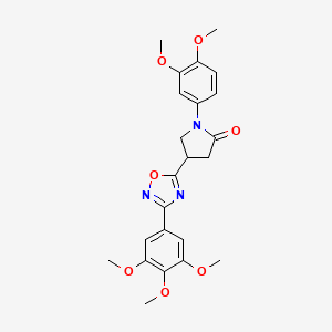molecular formula C23H25N3O7 B3015038 1-(3,4-Dimethoxyphenyl)-4-(3-(3,4,5-trimethoxyphenyl)-1,2,4-oxadiazol-5-yl)pyrrolidin-2-one CAS No. 941997-78-0