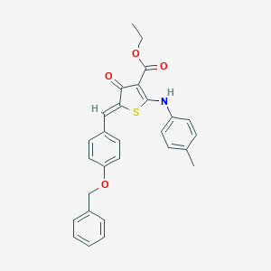 molecular formula C28H25NO4S B301504 ethyl (5Z)-2-(4-methylanilino)-4-oxo-5-[(4-phenylmethoxyphenyl)methylidene]thiophene-3-carboxylate 