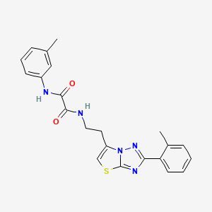molecular formula C22H21N5O2S B3015040 N1-(m-tolyl)-N2-(2-(2-(o-tolyl)thiazolo[3,2-b][1,2,4]triazol-6-yl)ethyl)oxalamide CAS No. 895790-74-6