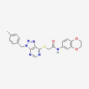 molecular formula C22H20N6O3S B3015044 N-(2,3-dihydrobenzo[b][1,4]dioxin-6-yl)-2-((3-(4-methylbenzyl)-3H-[1,2,3]triazolo[4,5-d]pyrimidin-7-yl)thio)acetamide CAS No. 941905-92-6