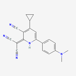 molecular formula C20H17N5 B3015045 2-(3-cyano-4-cyclopropyl-6-(4-(dimethylamino)phenyl)pyridin-2(1H)-ylidene)malononitrile CAS No. 394231-26-6