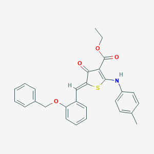 molecular formula C28H25NO4S B301505 ethyl (5Z)-2-(4-methylanilino)-4-oxo-5-[(2-phenylmethoxyphenyl)methylidene]thiophene-3-carboxylate 