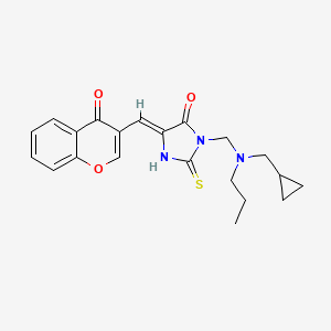 molecular formula C21H23N3O3S B3015052 (5Z)-3-[[cyclopropylmethyl(propyl)amino]methyl]-5-[(4-oxochromen-3-yl)methylidene]-2-sulfanylideneimidazolidin-4-one CAS No. 865659-89-8
