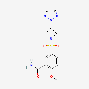 molecular formula C13H15N5O4S B3015055 5-((3-(2H-1,2,3-triazol-2-yl)azetidin-1-yl)sulfonyl)-2-methoxybenzamide CAS No. 2178771-39-4