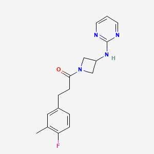 molecular formula C17H19FN4O B3015059 3-(4-Fluoro-3-methylphenyl)-1-(3-(pyrimidin-2-ylamino)azetidin-1-yl)propan-1-one CAS No. 2189499-93-0