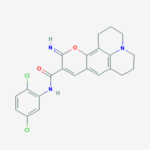 molecular formula C22H19Cl2N3O2 B3015061 N-(2,5-dichlorophenyl)-11-imino-2,3,5,6,7,11-hexahydro-1H-pyrano[2,3-f]pyrido[3,2,1-ij]quinoline-10-carboxamide CAS No. 866346-58-9