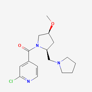 molecular formula C16H22ClN3O2 B3015068 2-chloro-4-[(2S,4S)-4-methoxy-2-[(pyrrolidin-1-yl)methyl]pyrrolidine-1-carbonyl]pyridine CAS No. 2093959-93-2